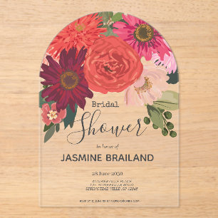 Invitations En Acrylique Fête des mariées de bouquet floral d'automne moder