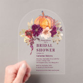 Invitations En Acrylique Fête des mariées de Citrouille d'aquarelle florale (In situ (ordinateur de poche))