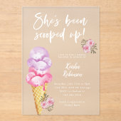 Invitations En Acrylique Fête des mariées de crème glacée rose (Recto)