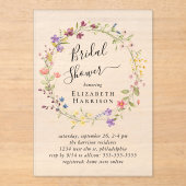 Invitations En Acrylique Fête des mariées de Fleur sauvage Boho gelée (Recto)