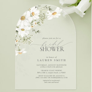 Invitations En Acrylique Fête des mariées de marguerite rustique Elegant