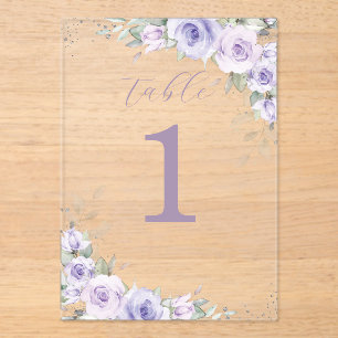 Invitations En Acrylique Fête des mariées de Mariage floral pourpre Numéro