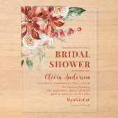 Invitations En Acrylique Fête des mariées de Noël rouge hiver (Recto)