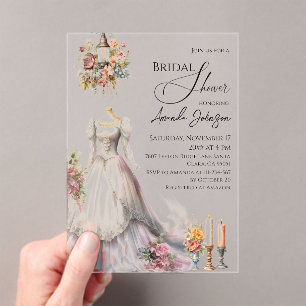 Invitations En Acrylique Fête des mariées de robe de Mariage victorienne