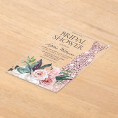 Invitations En Acrylique Fête des mariées de robe dorée rose rose rose Rose (Poser)