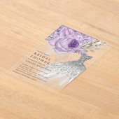 Invitations En Acrylique Fête des mariées de robe Mariage lavande argent (Poser)