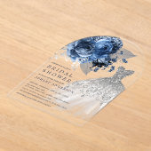Invitations En Acrylique Fête des mariées de robe Mariage marine et argent (Poser)