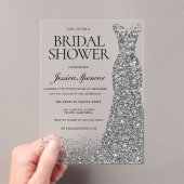 Invitations En Acrylique Fête des mariées d'élégance robe d'argent (In situ (ordinateur de poche))