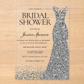 Invitations En Acrylique Fête des mariées d'élégance robe d'argent (Recto)