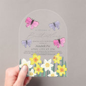 Invitations En Acrylique Fête des mariées des jonquilles de papillons (In situ (ordinateur de poche))