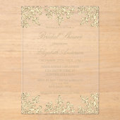Invitations En Acrylique Fête des mariées d'hiver Gold Snowflake (Recto)