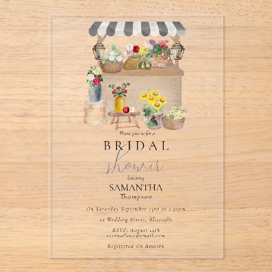 Invitations En Acrylique Fête des mariées du marché aux fleurs des fermiers (Recto)