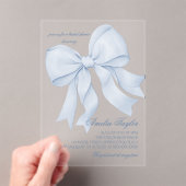 Invitations En Acrylique Fête des mariées élégante Bleu Bow (In situ (ordinateur de poche))