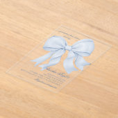 Invitations En Acrylique Fête des mariées élégante Bleu Bow (Poser)
