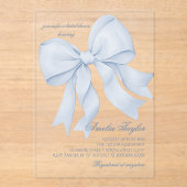 Invitations En Acrylique Fête des mariées élégante Bleu Bow (Recto)