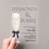 Invitations En Acrylique Fête des mariées élégante Bow en verre de champagn (In situ (ordinateur de poche))