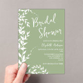 Invitations En Acrylique Fête des mariées Feuille de Sage Green (In situ (ordinateur de poche))