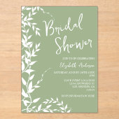 Invitations En Acrylique Fête des mariées Feuille de Sage Green (Recto)