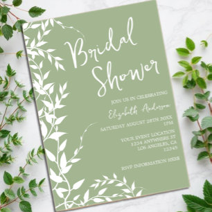 Invitations En Acrylique Fête des mariées Feuille de Sage Green