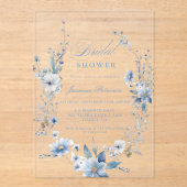 Invitations En Acrylique Fête des mariées Fleur sauvage bleu aquarelle (Recto)