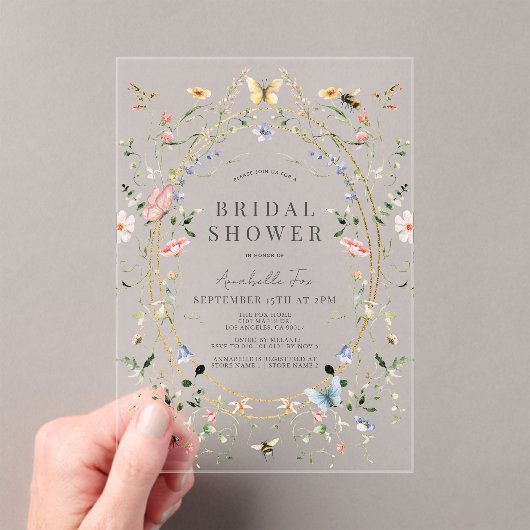 Invitations En Acrylique Fête des mariées fleur sauvage d'aquarelle des abe (In situ (ordinateur de poche))