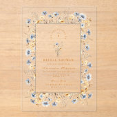 Invitations En Acrylique Fête des mariées Fleur sauvage de Cornflower bleu (Recto)