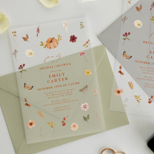 Invitations En Acrylique Fête des mariées Fleur sauvage Rustique d'automne