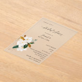 Invitations En Acrylique Fête des mariées florale blanche Magnolia (Poser)