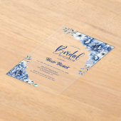Invitations En Acrylique Fête des mariées Florale Bleue (Poser)