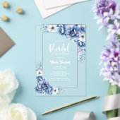 Invitations En Acrylique Fête des mariées florale bleue élégante (Insitu (Mariage))