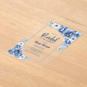 Invitations En Acrylique Fête des mariées Florale Bleue Moderne (Poser)