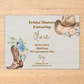 INVITATIONS EN ACRYLIQUE FÊTE DES MARIÉES FLORALE DE COWBOY (Recto)