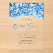 Invitations En Acrylique Fête des mariées florale moderne Blue Hydrangea (Recto)