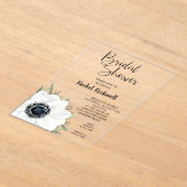 Invitations En Acrylique Fête des mariées florale noire blanche (Poser)