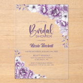 Invitations En Acrylique Fête des mariées florale rose (Recto)