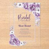 Invitations En Acrylique Fête des mariées florale rose moderne (Recto)