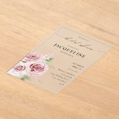 Invitations En Acrylique Fête des mariées florale rose pâle (Poser)