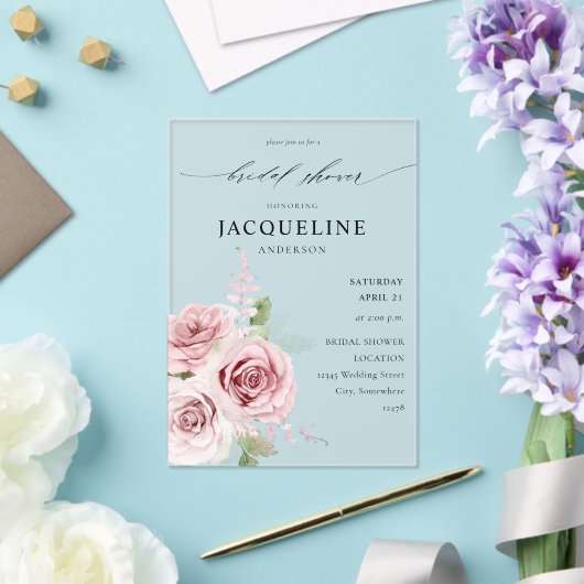 Invitations En Acrylique Fête des mariées florale rose pâle (Insitu (Mariage))