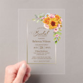 Invitations En Acrylique Fête des mariées florale rose tournesol (In situ (ordinateur de poche))