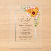 Invitations En Acrylique Fête des mariées florale rose tournesol (Recto)