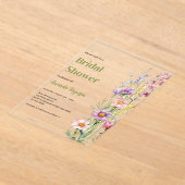 Invitations En Acrylique Fête des mariées florale rose violet clair (Poser)