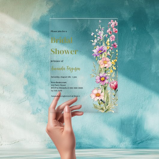 Invitations En Acrylique Fête des mariées florale rose violet clair