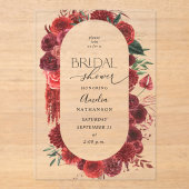 Invitations En Acrylique Fête des mariées Florale rouge (Recto)