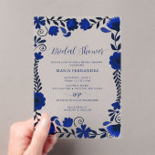 Invitations En Acrylique Fête des mariées mexicaine Fiesta Blue Talavera (In situ (ordinateur de poche))