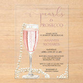 Invitations En Acrylique Fête des mariées moderne Pearls & Prosecco (Recto)