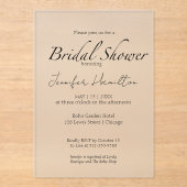 Invitations En Acrylique Fête des mariées noire et blanche (Recto)