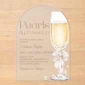 Invitations En Acrylique Fête des mariées Perles et parquet Bow (Recto)