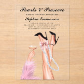 Invitations En Acrylique Fête des mariées Perles et poursuites (Recto)