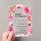 Invitations En Acrylique Fête des mariées Prosecco et Flowers (In situ (ordinateur de poche))