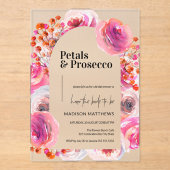 Invitations En Acrylique Fête des mariées Prosecco et Flowers (Recto)